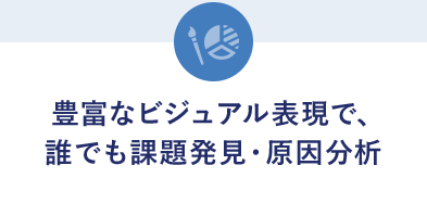 豊富なビジュアル表現で、誰でも課題発見・原因分析
